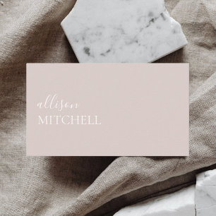 Girly Elegant Calligraphy Minimal Beige Visitenkarte