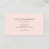 Girly Elegant Calligraphy Minimal Blush Pink Visitenkarte (Rückseite)