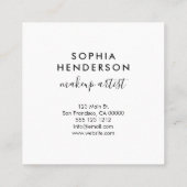 Girly Elegant Calligraphy Minimal White Quadratische Visitenkarte (Rückseite)