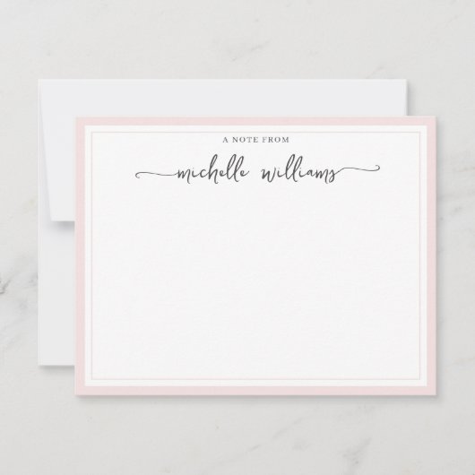 Girly Elegant Calligraphy Script Blush Note from Mitteilungskarte (Vorderseite)