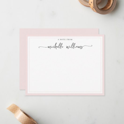 Girly Elegant Calligraphy Script Blush Note from Mitteilungskarte (Vorderseite/Rückseite Beispiel)