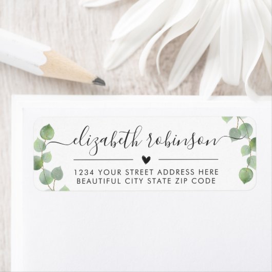 Girly Elegant Chic Script Herzadressen Label (Insitu)