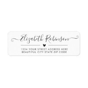 Girly Elegant Chic Script Herzadressen Label