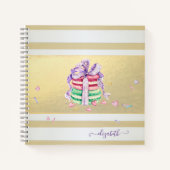 Girly Elegant Gold Stripes Macarons Notizblock (Vorderseite)