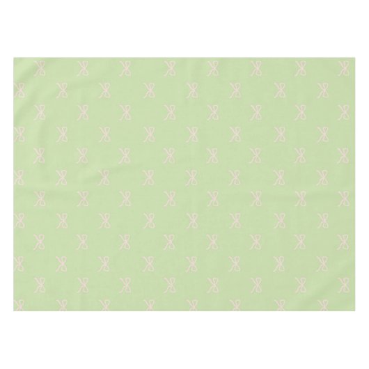 Girly Elegant Green & Pink Bow Pattern Spring Tischdecke (Vorderseite (Horizontal))