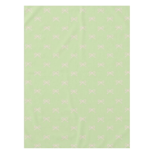 Girly Elegant Green & Pink Bow Pattern Spring Tischdecke (Vorderseite)
