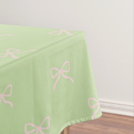 Girly Elegant Green & Pink Bow Pattern Spring Tischdecke