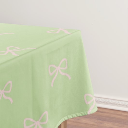 Girly Elegant Green & Pink Bow Pattern Spring Tischdecke (Beispiel)
