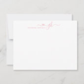Girly Elegant Heart Script 2 Monogram Blush Pink Mitteilungskarte (Vorderseite)