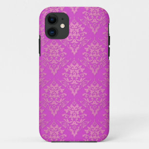 Girly Elegant Hot Pink Damask Muster Case-Mate iPhone Hülle
