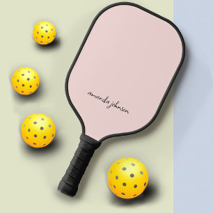 Girly Elegant Light Pastel Pink Monogram Ladys Pickleball Schläger