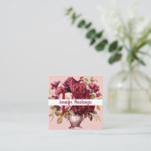 Girly Elegant Pink Burgundy Rote Rosen Quadratische Visitenkarte (Stehend Vorderseite)