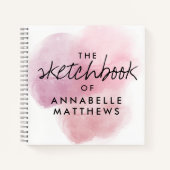 Girly Elegant Pink Watercolor Monogram Sketchbook Notizblock (Vorderseite)