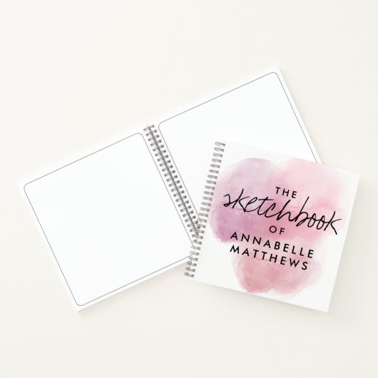 Girly Elegant Pink Watercolor Monogram Sketchbook Notizblock (Innenseite)