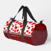 Girly Elegant Red Heart Individuelle Name Duffle Bag (Rechte Ecke)