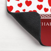 Girly Elegant Red Heart Individuelle Name Mousepad (Ecke)