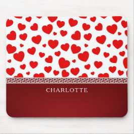 Girly Elegant Red Heart Individuelle Name Mousepad