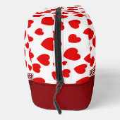 Girly Elegant Red Heart Individuelle Name Waschbeutel (Rechts)