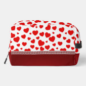 Girly Elegant Red Heart Individuelle Name Waschbeutel (Rückseite)