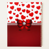 Girly Elegant Red Heart, Red Ribbon Individuelle N Planer (Rückseite)