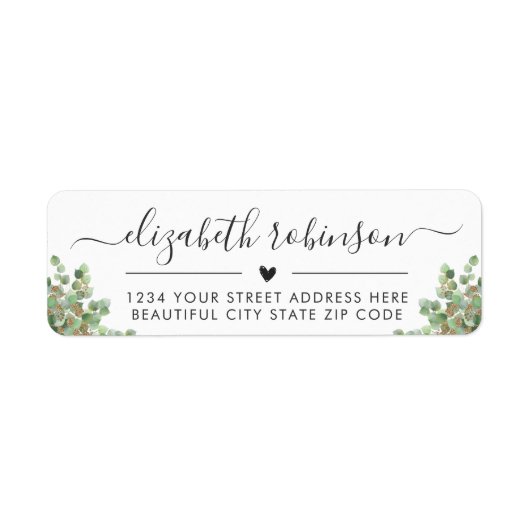 Girly Elegant Script Greenerity Address Label (Vorne)