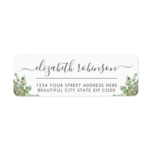 Girly Elegant Script Greenerity Address Label (Vorne)
