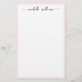 Girly Elegant Signature Script Blush Borderiert Briefpapier (Vorderseite)
