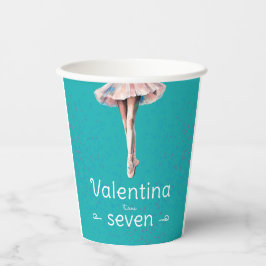 Girly Elegant Turquoise Tutu Ballerina Birthday Pappbecher
