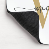 Girly Elegant White Gold Monogram Name Script Mousepad (Ecke)