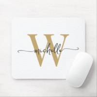 Girly Elegant White Gold Monogram Name Script