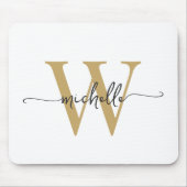 Girly Elegant White Gold Monogram Name Script Mousepad (Vorne)