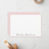 Girly Elegante Blush Pink Stationery Flat Mitteilungskarte (Vorderseite/Rückseite Beispiel)