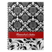 Girly elegante Schwarz-Weiß-Damasken 2 Notizblock (Vorderseite)