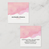 Girly Elegante Wasserfarbe Rosa minimal Quadratische Visitenkarte (Vorne/Hinten)