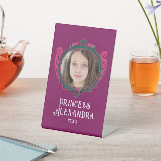 Girly Elegantes Lila und rosa Royal Frame Foto Sockelschild (In SItu)