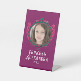 Girly Elegantes Lila und rosa Royal Frame Foto Sockelschild