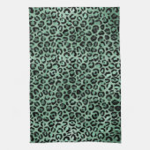 Girly Emerald Green Glam Leopard Print Geschirrtuch (Vertikal)