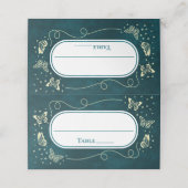 Girly Emerald Green Gold 15 Jahre alte Schmetterli Platzkarte (Außenseite Aufgefaltet)
