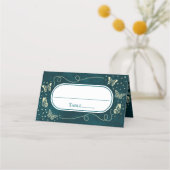 Girly Emerald Green Gold 15 Jahre alte Schmetterli Platzkarte (Rückseite)