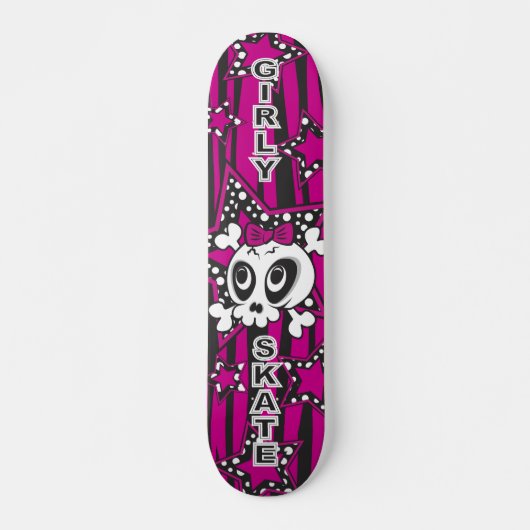 Girly Emo Skull Skateboard (Vorne)
