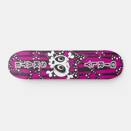 Girly Emo Skull Skateboard (Horizontal)