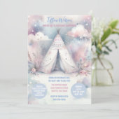Girly Enchanted Teepee Sleepover Geburtstagsparty Einladung (Stehend Vorderseite)