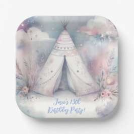 Girly Enchanted Teepee Sleepover Geburtstagsparty Pappteller