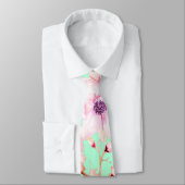 Girly erröten rosa Blumen auf tadellosem Grün Krawatte (Gebunden)