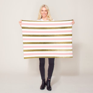 Girly erröten Rosa, Weiß und Goldfolien-Muster Fleecedecke