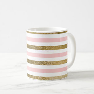 Girly erröten Rosa, Weiß und Goldfolien-Muster Kaffeetasse