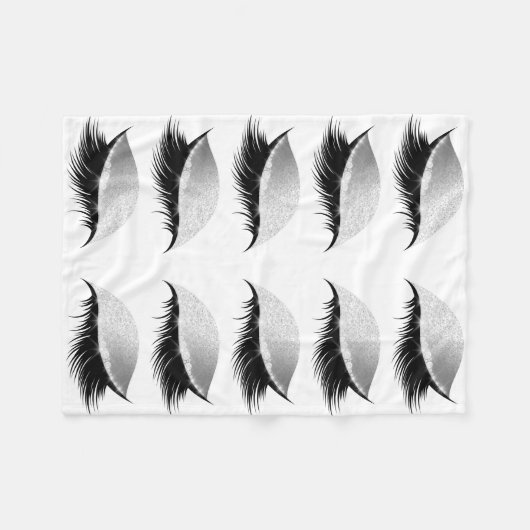 Girly Eyelashes Glitzer Schwarz und Weiß Fleecedecke (Vorderseite (Horizontal))