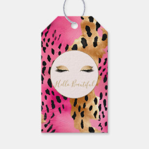 Girly Eyelashes Pink Glam Gold Sparkard Leopard Geschenkanhänger