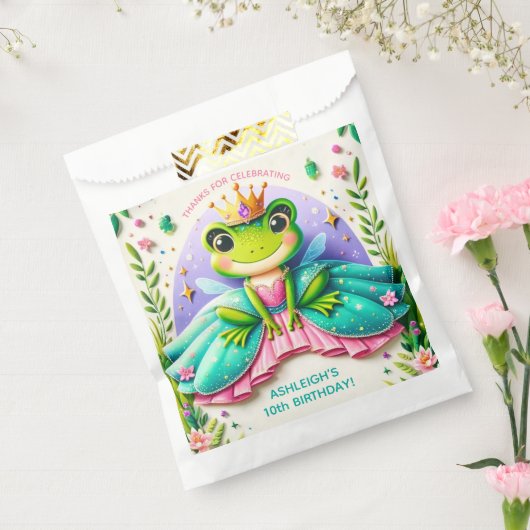 Girly Fairy Tale Frog Princess Birthday Party Geschenktütchen (Versiegelt)