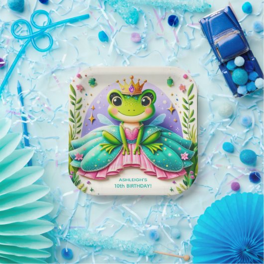 Girly Fairy Tale Frog Princess Birthday Party Pappteller (Party)
